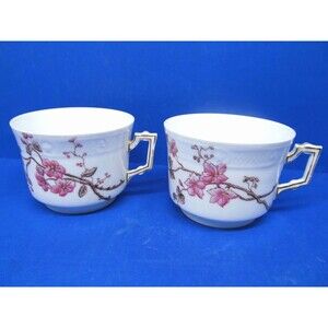 D & C Limoges France Set Of 2 Cherry Blossom 2 1/4"H X 3 1/4" D Cups